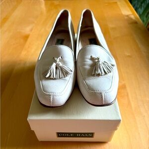 Cole Haan Ivory Tassel Loafers